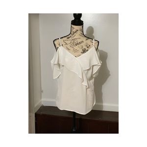 White ruffled blouse